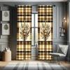 Ambesonne Autumnal Window Curtains, Earthy Fall Tone Leafy Floral Bouquet Illustration with Tartan Plaid Back, Lightweight Decor 2-Panel Set with Rod Pocket, Pair of - 28" x 63", Camel Beige Caramel view 1