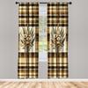 Ambesonne Autumnal Window Curtains, Earthy Fall Tone Leafy Floral Bouquet Illustration with Tartan Plaid Back, Lightweight Decor 2-Panel Set with Rod Pocket, Pair of - 28" x 63", Camel Beige Caramel view 2