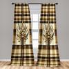 Ambesonne Autumnal Window Curtains, Earthy Fall Tone Leafy Floral Bouquet Illustration with Tartan Plaid Back, Lightweight Decor 2-Panel Set with Rod Pocket, Pair of - 28" x 63", Camel Beige Caramel view 3