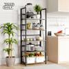 5 Tier Wood Book Shelf Organizer, No Assembly Bookshelf for Bedroom Living Room Office, Rustic Foldable Book Case, Tall Bookshelves, Open Book Shelves, Decorative Folding Shelf Display, Tall Bookcase view 2