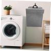 HOOTNEE Clothes Storage Basket Laundry Bag Lid Large Foldable Wall-mounted Dust for Home Grey Medium view 2