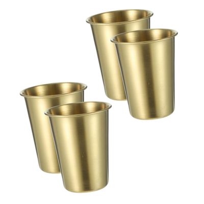 FUNOMOCYA 4pcs Stainless Steel Water Cups Drinking Cups for Home Restaurant Reusable Easy to Clean Multipurpose Beverage Containers