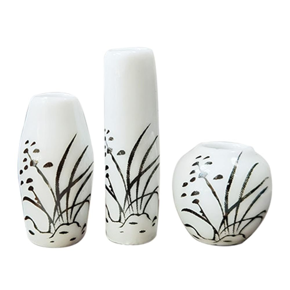 PRETYZOOM 3pcs Small Vase Orchid Pot Floral Decor Small Flower Vases Faux Plants Desk Topper Mini Furniture Mini Doll Jewelry Ceramics Artificial Toy