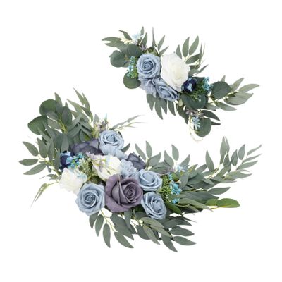 HOOTNEE 2pcs Artificial Arch Flower Decoration for Wedding Ceremony Floral Arrangement Elegant Simulated Bouquets Dusty for Home and Event Decor