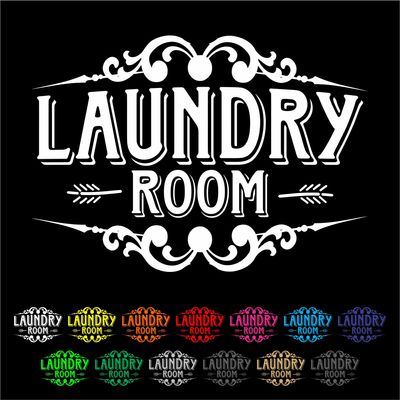 Laundry Room Sticker Decal - Laundry, Door, Wash, Clean, Neat - Multiple Sizes and Colors - Die Cut No Background (30" Wide)