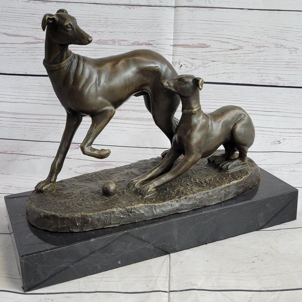 19C French Animalier Bronze of a Whippet Greyhound Dog No Reserve Artwork Sale Gift by Finery Bronze