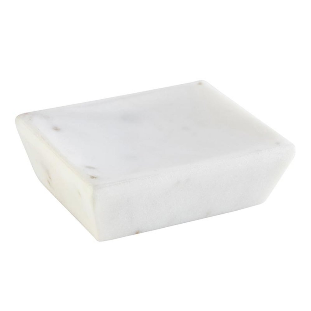 47th & Main Trinket Dish Marble Jewelry Decorative Trinket Tray, 3" L x 2.5" W x 1" H, White