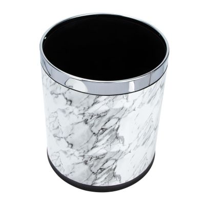 Amosfun Marbling Trash Can for Hotel Room Living Room Waste Basket 12 Gallon Capacity
