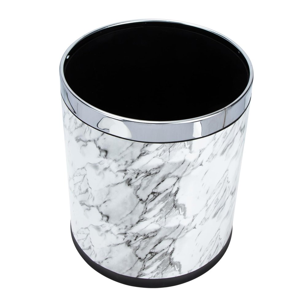 Amosfun Marbling Trash Can for Hotel Room Living Room Waste Basket 12 Gallon Capacity