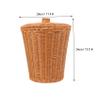 Amosfun Imitation Rattan Round Storage Basket with Lid Versatile Waste Container for Bathroom Living Room and Bedroom Stylish Sundries Holder for Clothes Toys and More view 3