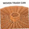 Amosfun Imitation Rattan Round Storage Basket with Lid Versatile Waste Container for Bathroom Living Room and Bedroom Stylish Sundries Holder for Clothes Toys and More view 4