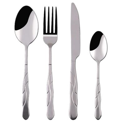 24 Piece Silverware Set Creative Patterned Handle Flatware Set for 6,Food-Grade Mirror Polished Tableware Eating Utensils Set for Home Kitchen,Mirror Polished,Dishwasher Safe