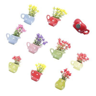 PRETYZOOM 10pcs Mini Plant Refrigerator Magnets Cute Decorative Glass Vases for Fridge Kitchen Office and Classroom Decor Adheres to Any Magnetic Surface