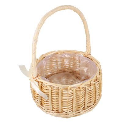 Amosfun 1pc Mini Woven Flower Basket for Storage and Arrangements Portable Hand-held Rattan Basket for Weddings Parties and Home Decor