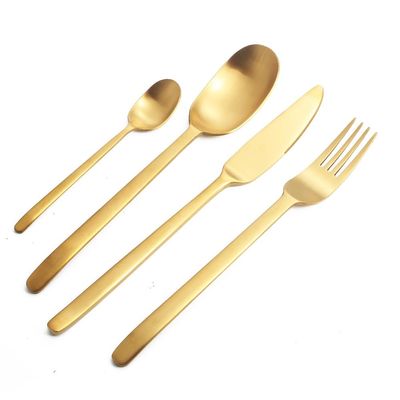 ONUIFIKE Silverware Set, 4/16/24/32 Pieces Matte Tableware Stainless Steel Cutlery Gold Steak Knife, Fork And Spoon Set, Cutlery Flatware Set (Color : Gold, Size : 4Set-16Pcs)