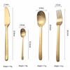 ONUIFIKE Silverware Set, 4/16/24/32 Pieces Matte Tableware Stainless Steel Cutlery Gold Steak Knife, Fork And Spoon Set, Cutlery Flatware Set (Color : Gold, Size : 4Set-16Pcs) view 2