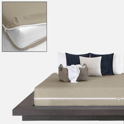 Microfiber Zipper Fitted Sheet King Size (78X80), 10" Deep Pocket, 1 Piece Zipper Sheet Super Soft Comfy and Easy to Put, Fitted Sheet Zipper King Size Fitted Sheet - Mocha Color