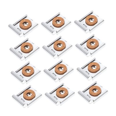 Hemoton 12pcs Mirror Mounting Clips Stainless Steel Wall Clips Screws for Hanging Mirrors and Glass Shelves