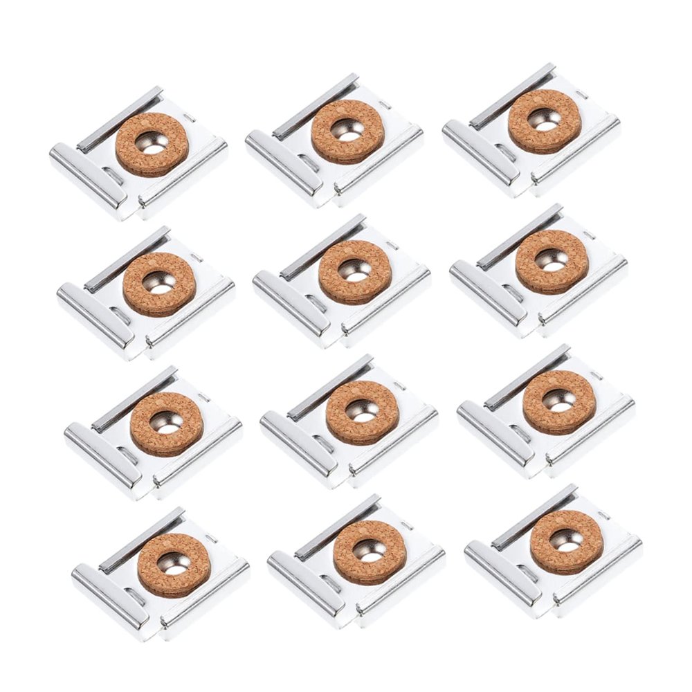 Hemoton 12pcs Mirror Mounting Clips Stainless Steel Wall Clips Screws for Hanging Mirrors and Glass Shelves