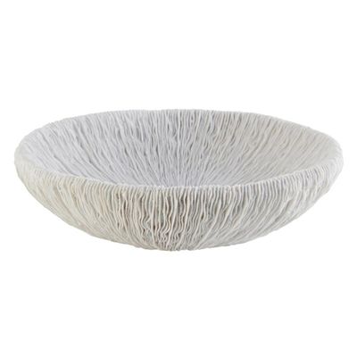 47th & Main Abstract Resin Round Tray Home Dcor for Table, 10" Dia x 3" H, White