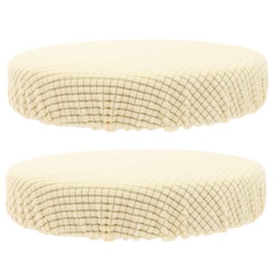 Amosfun 2pcs Round Stool Covers Elastic Stretchy Fabric Chair for Easy Cleaning Simple Design for Dining Use