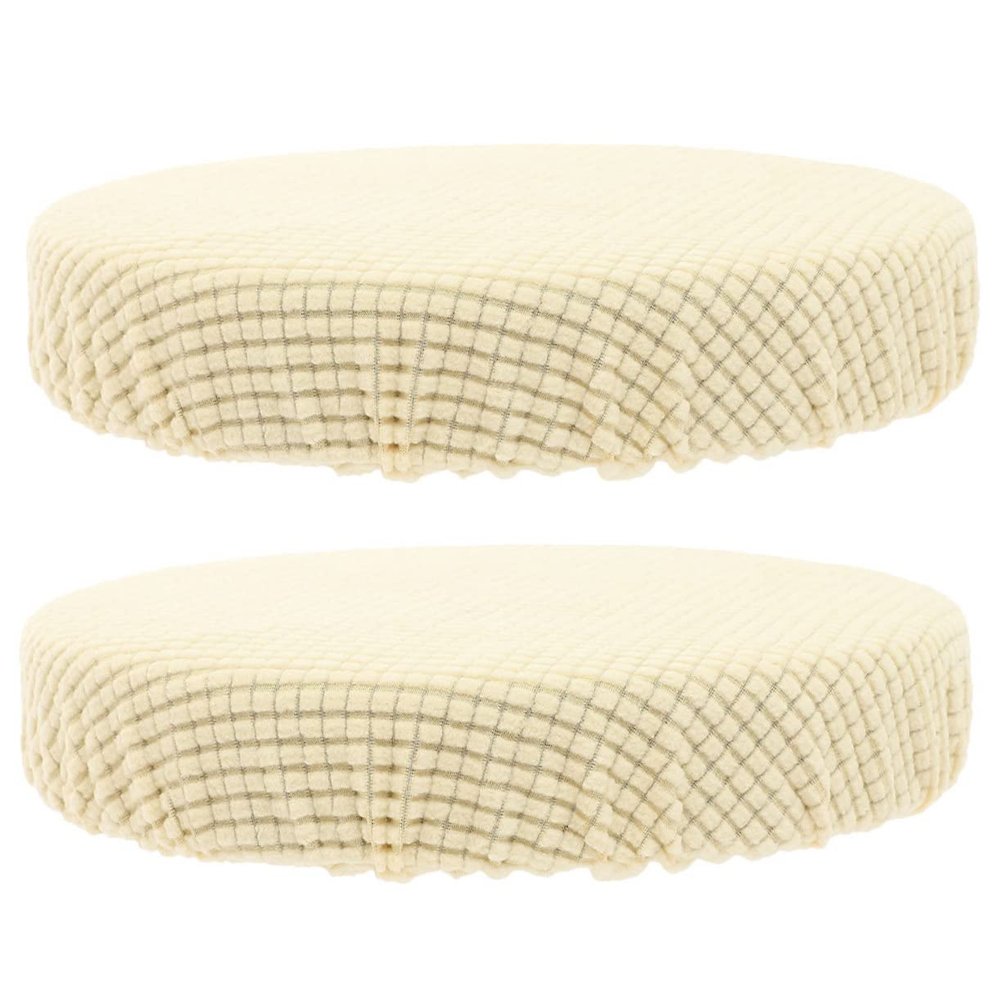 Amosfun 2pcs Round Stool Covers Elastic Stretchy Fabric Chair for Easy Cleaning Simple Design for Dining Use
