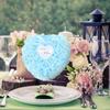 OFFSCH Blue Wedding Ring Pillow 6.3X7.48 Inch Small Baby Blue Ring Bearer Pillow for Ceremony and Proposal Floral Heart Design view 3