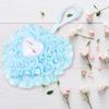 OFFSCH Blue Wedding Ring Pillow 6.3X7.48 Inch Small Baby Blue Ring Bearer Pillow for Ceremony and Proposal Floral Heart Design view 4