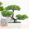 BESTOYARD Simulation Welcome Pine Fake Small Plant Desk Plant Potted Pine Plant Mini Fake Plants Small Fake Plant Artificial Plant Decoration Plastic Indoor Small Potted Plants, 24x19cm view 3