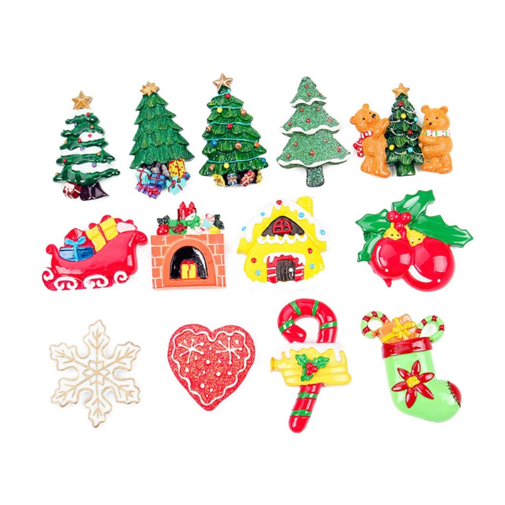 FUNOMOCYA 4pcs Christmas Fridge Magnets Resin Stickers Cute Garage Decor Magnetic Decorative Stickers for Home Office Random Style