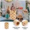 PRETYZOOM Bamboo Flatware Organizer for Kitchen Dining Round Non-slip Utensil Holder Multi-purpose Chopsticks Caddy for Straws Pens and Pencils Storage view 2