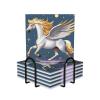 Square 6 Ceramic Coasters Golden Pegasus Pattern : Non-Slip Cork Bottom Fits All Coffee Cups Glasses and Mugs view 1