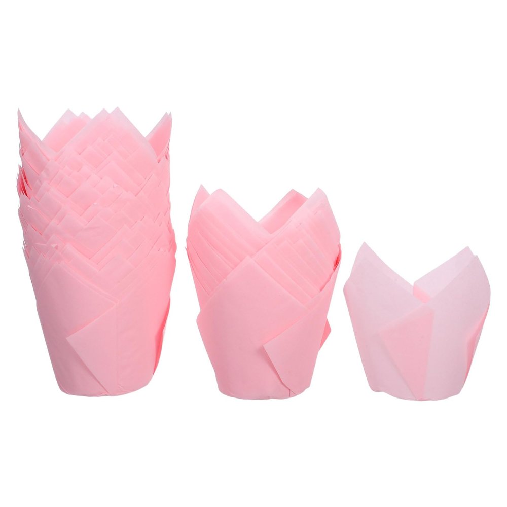 PRETYZOOM 100Pcs Tulip Cupcake Wrappers Liners Greaseproof Baking Cups for Muffins Cakes Party Favors Wedding Birthday Holiday Events 1.96 Inch