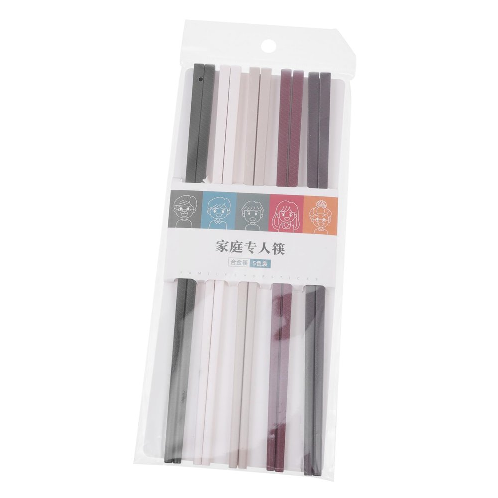 Zerodeko 5pairs Non-slip Reusable Chopsticks Heat-resistant for Japanese Chinese Cuisine Stylish Colors Red White Khaki Black for Home Travel