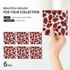 Square 6 Ceramic Coasters Ladybugs Pattern Infinite Speckled Pattern : Non-Slip Cork Bottom Fits All Coffee Cups Glasses and Mugs view 3