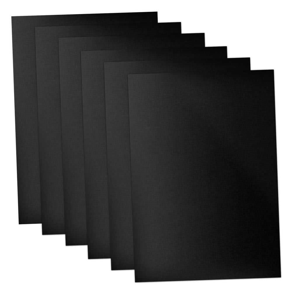 BIUDECO 6pcs Reusable Non-stick Oven Liners Baking Mats Easy Clean Grill for Even Heating Black for Bbq and Baking