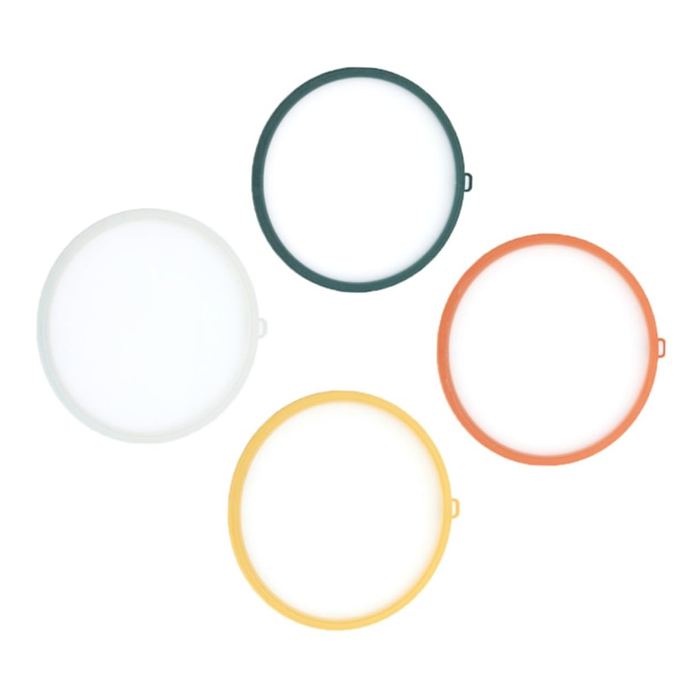 COLLBATH 4pcs Silicone Stretch Lids for Food Preservation Heat-resistant Eco-friendly Bowl Covers Orange Yellow Green and White Keep Food Fresh and Safe