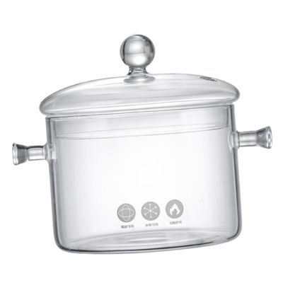 FELTECHELECTR Double Handle Glass Soup Pot Stew Pot Noodles Bowl for Easy Cooking and Cleaning