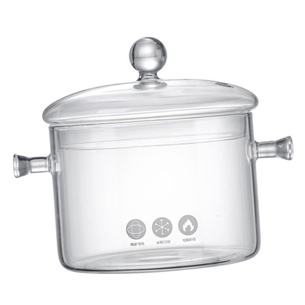 FELTECHELECTR Double Handle Glass Soup Pot Stew Pot Noodles Bowl for Easy Cooking and Cleaning