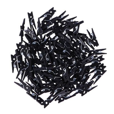 KOMBIUDA 100pcs Mini Natural Wooden Clips for Photos and Crafts Heavy Duty Clothespin Utility Clips Versatile for Organizing Pictures Artwork and Decorations Black