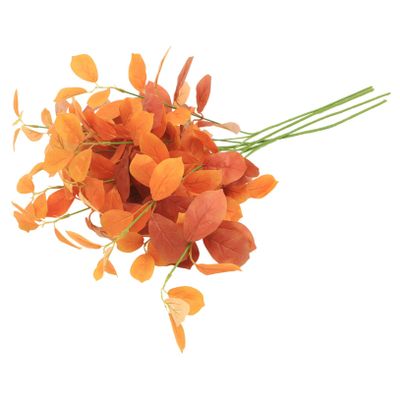 Zerodeko 4pcs Artificial Leaves Stems for Home Realistic Faux Plant Picks for Centerpieces and Floral Arrangements Indoor Greenery Twigs Orange Color