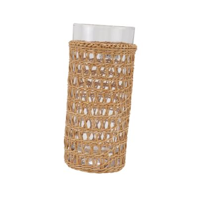 Amosfun Decorative Glass Cup with Straw Woven Sleeve Creative Household Glassware for Home Decor Friends and Family Straw Material Unique Design