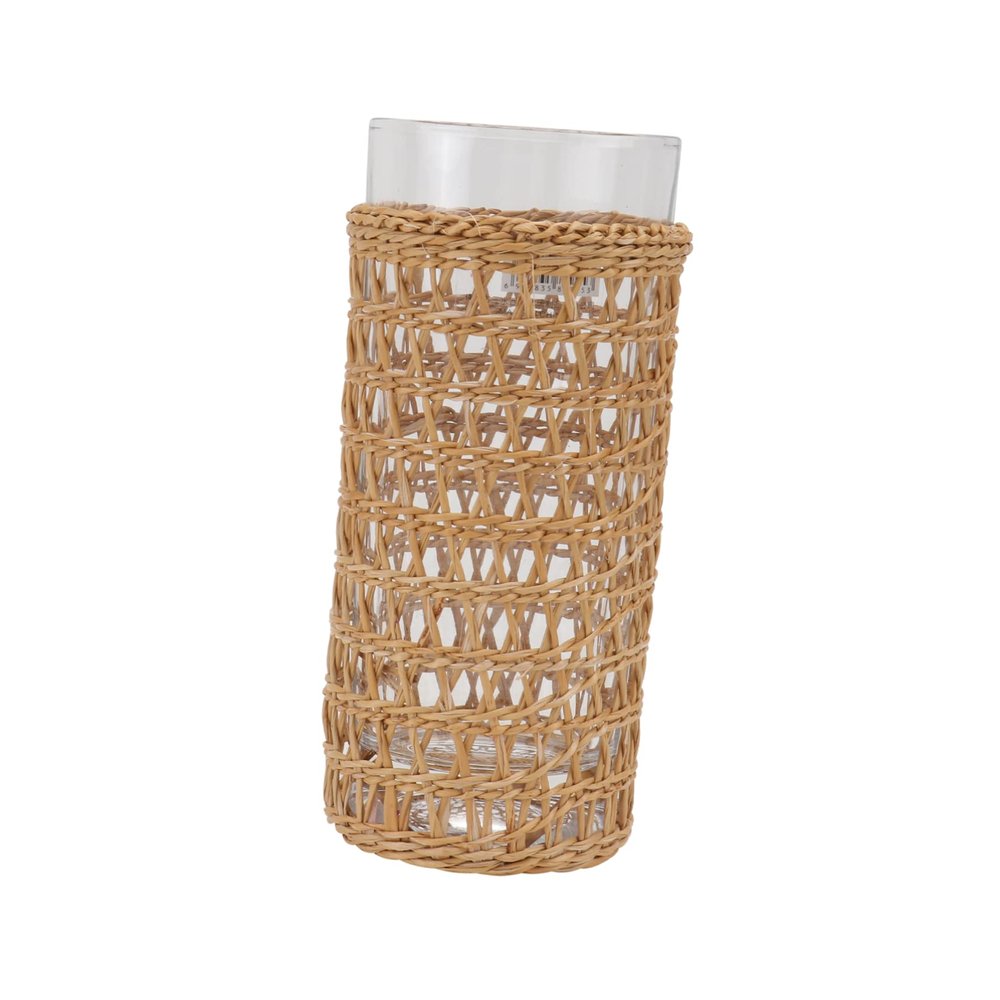 Amosfun Decorative Glass Cup with Straw Woven Sleeve Creative Household Glassware for Home Decor Friends and Family Straw Material Unique Design