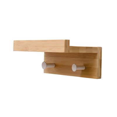 Amosfun Hook -Mounted Storage Shelves Decorative Ledge for Home Office Dorm Natural Bamboo