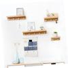 Amosfun Hook -Mounted Storage Shelves Decorative Ledge for Home Office Dorm Natural Bamboo view 2