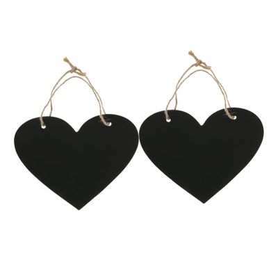 Holibanna 2pcs Heart-Shaped Double-Sided Blackboard Message Board Home Hanging Decor with Linen Rope for Notes and Creative Displays