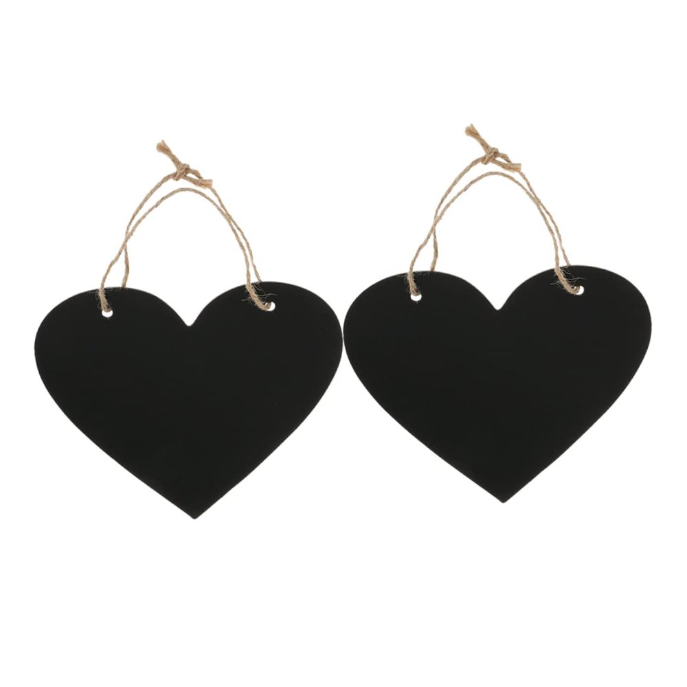 Holibanna 2pcs Heart-Shaped Double-Sided Blackboard Message Board Home Hanging Decor with Linen Rope for Notes and Creative Displays