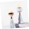 Holibanna Elegant Iron Art Candle Holder Decorative Tealight Stand for Home Decor Wedding Centerpieces and Romantic Settings Nordic Style Metal with Marble Texture view 4