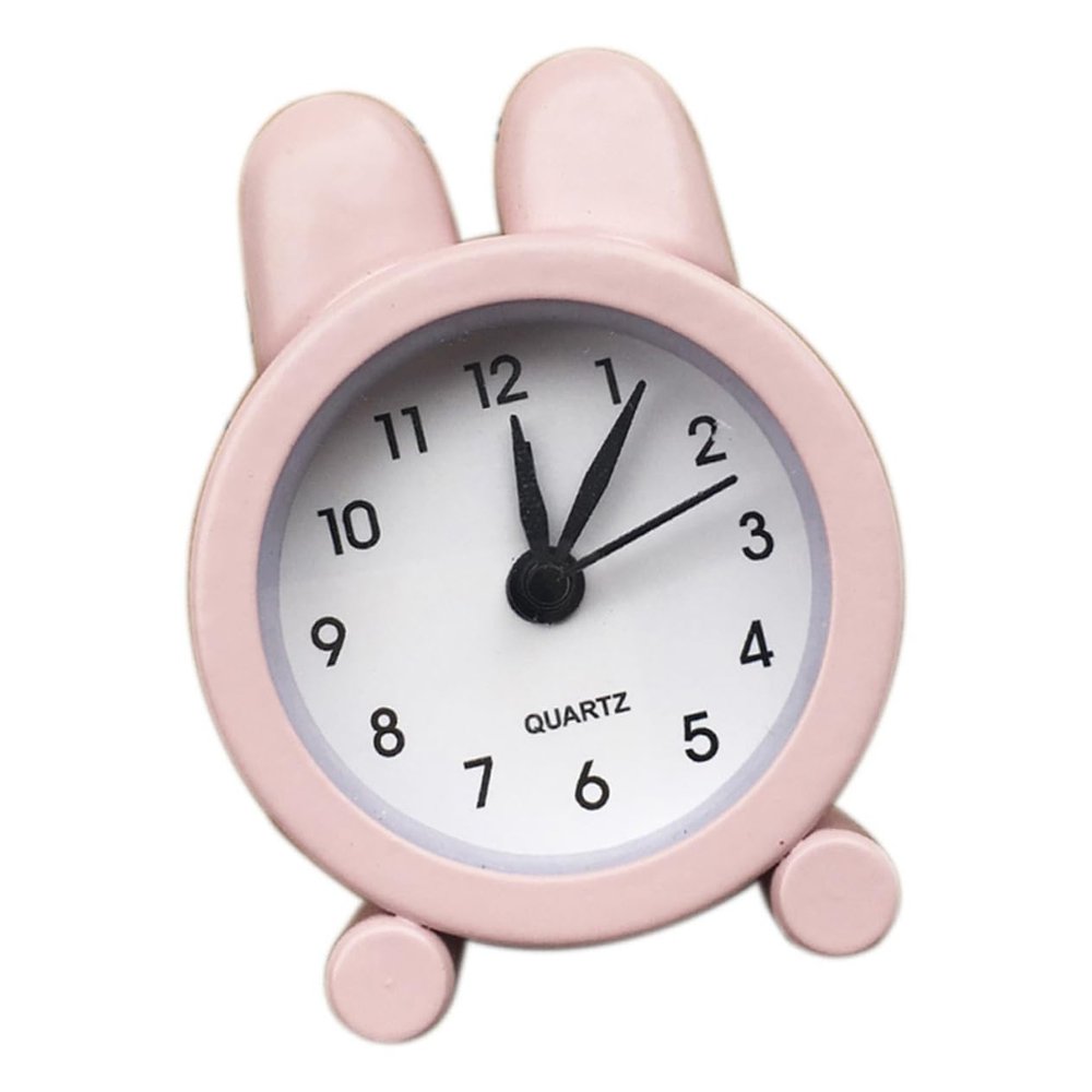 Amosfun 1pc Desk Clocks for Office Non Ticking Alarm Clock The Office Children Bunny Tabletop Clock Silent Desk Alarm Clocks for Kids Kid Clock Bedside Clock Desktop Pink