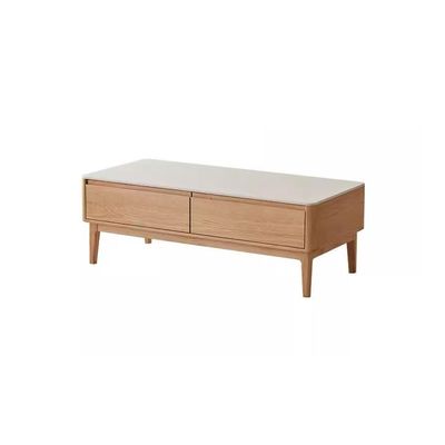 FEELIN Coffee Table Night Stand Solid Wood Coffee Table Modern Simple Log Small Apartment Living Room Tea Table Oak Slate Tea Table Coffee Tables for Living Room